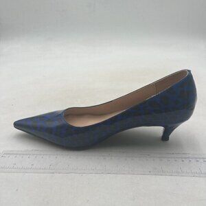 FSJ Blue Sexy Pumps Leopard Prints Shoes Kitten Low Heels Pointed Toe